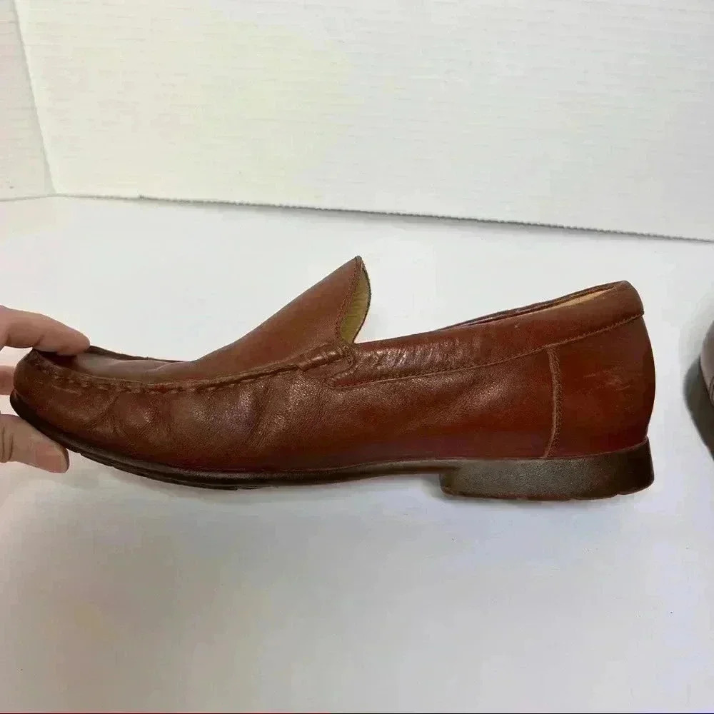 MEPHISTO  Leather Slip On Loafers Mens Sz 10 Brandy Moc. Toes Cool Air Comfort - Picture 10 of 14